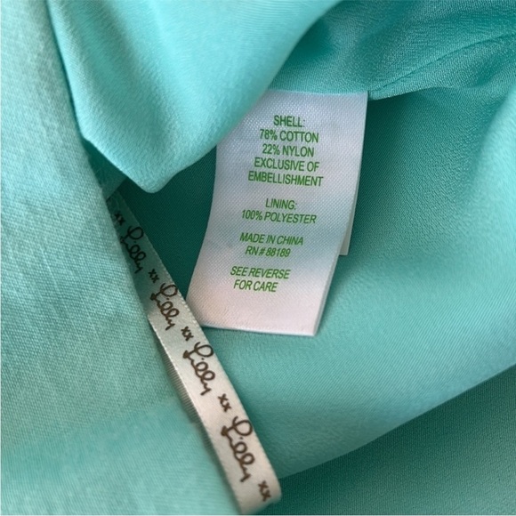 Lilly Pulitzer Jackie Shell Top Beaded Jeweled Sleeveless Aqua Blue 00 - Picture 8 of 14